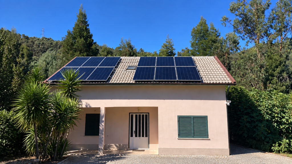 Instalação de painéis solares numa moradia em Portugal para autoconsumo